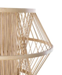 GloboStar® POPPY 01985 Boho Επιδαπέδιο Φωτιστικό Μονόφωτο 1 x E27 IP20 Μπεζ Ξύλο – Μ58 x Π58 x Υ151cm