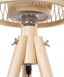 GloboStar® POPPY 01985 Boho Επιδαπέδιο Φωτιστικό Μονόφωτο 1 x E27 IP20 Μπεζ Ξύλο – Μ58 x Π58 x Υ151cm