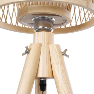 GloboStar® POPPY 01985 Boho Επιδαπέδιο Φωτιστικό Μονόφωτο 1 x E27 IP20 Μπεζ Ξύλο – Μ58 x Π58 x Υ151cm