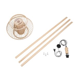 GloboStar® POPPY 01985 Boho Επιδαπέδιο Φωτιστικό Μονόφωτο 1 x E27 IP20 Μπεζ Ξύλο – Μ58 x Π58 x Υ151cm