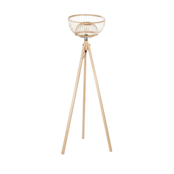 GloboStar® POPPY 01986 Boho Επιδαπέδιο Φωτιστικό Μονόφωτο 1 x E27 IP20 Μπεζ Ξύλο – Μ58 x Π58 x Υ141cm
