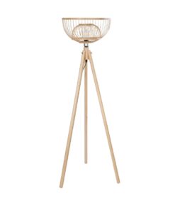 GloboStar® POPPY 01986 Boho Επιδαπέδιο Φωτιστικό Μονόφωτο 1 x E27 IP20 Μπεζ Ξύλο – Μ58 x Π58 x Υ141cm