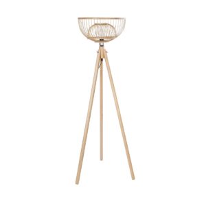 GloboStar® POPPY 01986 Boho Επιδαπέδιο Φωτιστικό Μονόφωτο 1 x E27 IP20 Μπεζ Ξύλο – Μ58 x Π58 x Υ141cm