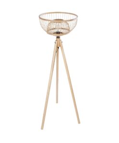 GloboStar® POPPY 01986 Boho Επιδαπέδιο Φωτιστικό Μονόφωτο 1 x E27 IP20 Μπεζ Ξύλο – Μ58 x Π58 x Υ141cm