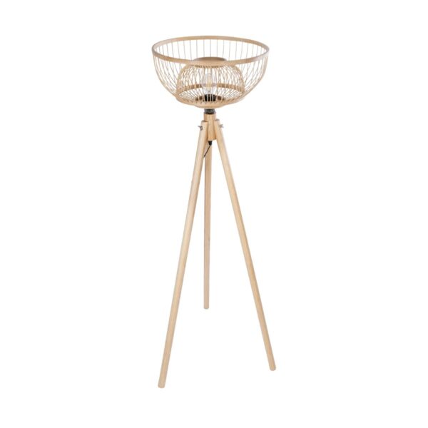 GloboStar® POPPY 01986 Boho Επιδαπέδιο Φωτιστικό Μονόφωτο 1 x E27 IP20 Μπεζ Ξύλο – Μ58 x Π58 x Υ141cm