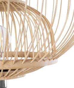 GloboStar® POPPY 01986 Boho Επιδαπέδιο Φωτιστικό Μονόφωτο 1 x E27 IP20 Μπεζ Ξύλο – Μ58 x Π58 x Υ141cm