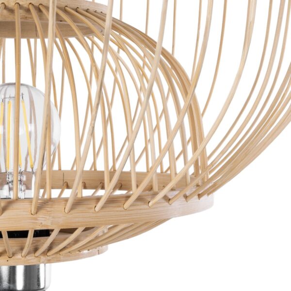 GloboStar® POPPY 01986 Boho Επιδαπέδιο Φωτιστικό Μονόφωτο 1 x E27 IP20 Μπεζ Ξύλο – Μ58 x Π58 x Υ141cm
