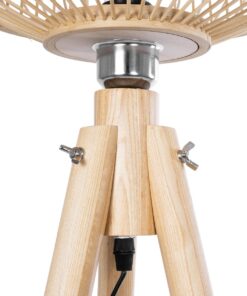 GloboStar® POPPY 01986 Boho Επιδαπέδιο Φωτιστικό Μονόφωτο 1 x E27 IP20 Μπεζ Ξύλο – Μ58 x Π58 x Υ141cm