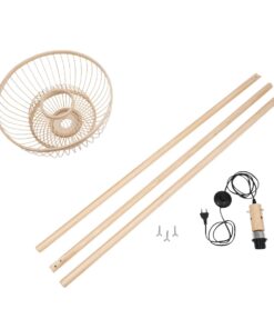 GloboStar® POPPY 01986 Boho Επιδαπέδιο Φωτιστικό Μονόφωτο 1 x E27 IP20 Μπεζ Ξύλο – Μ58 x Π58 x Υ141cm