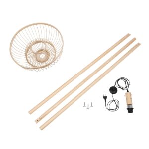GloboStar® POPPY 01986 Boho Επιδαπέδιο Φωτιστικό Μονόφωτο 1 x E27 IP20 Μπεζ Ξύλο – Μ58 x Π58 x Υ141cm