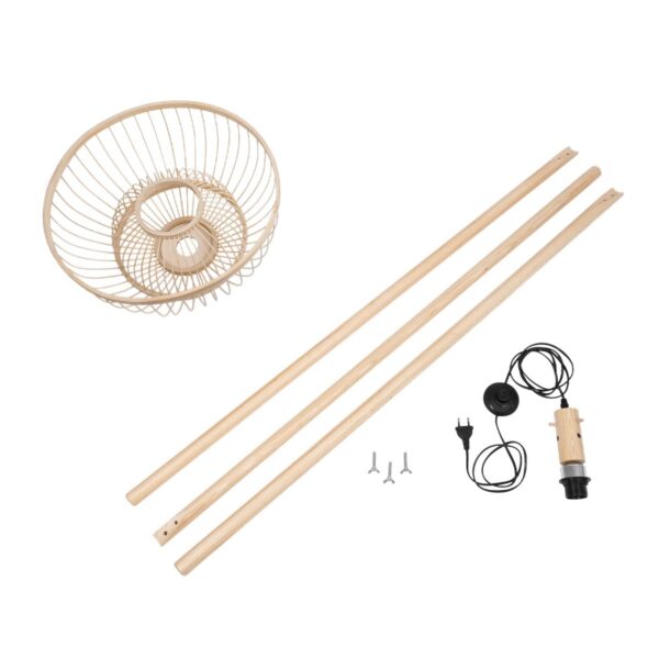 GloboStar® POPPY 01986 Boho Επιδαπέδιο Φωτιστικό Μονόφωτο 1 x E27 IP20 Μπεζ Ξύλο – Μ58 x Π58 x Υ141cm
