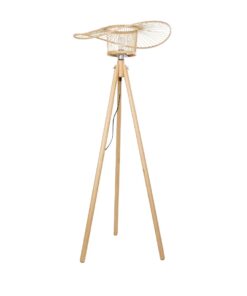 GloboStar® POPPY 01987 Boho Επιδαπέδιο Φωτιστικό Μονόφωτο 1 x E27 IP20 Μπεζ Ξύλο – Μ58 x Π58 x Υ138cm