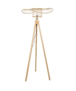 GloboStar® POPPY 01987 Boho Επιδαπέδιο Φωτιστικό Μονόφωτο 1 x E27 IP20 Μπεζ Ξύλο – Μ58 x Π58 x Υ138cm