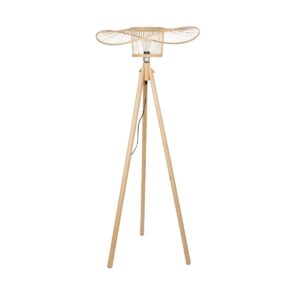 GloboStar® POPPY 01987 Boho Επιδαπέδιο Φωτιστικό Μονόφωτο 1 x E27 IP20 Μπεζ Ξύλο – Μ58 x Π58 x Υ138cm