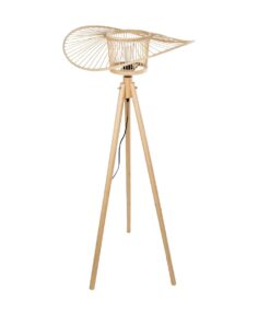 GloboStar® POPPY 01987 Boho Επιδαπέδιο Φωτιστικό Μονόφωτο 1 x E27 IP20 Μπεζ Ξύλο – Μ58 x Π58 x Υ138cm