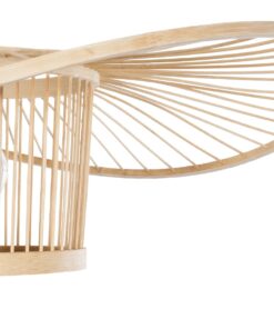 GloboStar® POPPY 01987 Boho Επιδαπέδιο Φωτιστικό Μονόφωτο 1 x E27 IP20 Μπεζ Ξύλο – Μ58 x Π58 x Υ138cm