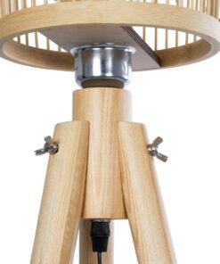 GloboStar® POPPY 01987 Boho Επιδαπέδιο Φωτιστικό Μονόφωτο 1 x E27 IP20 Μπεζ Ξύλο – Μ58 x Π58 x Υ138cm