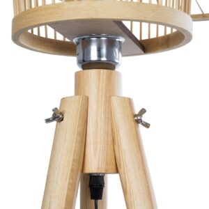 GloboStar® POPPY 01987 Boho Επιδαπέδιο Φωτιστικό Μονόφωτο 1 x E27 IP20 Μπεζ Ξύλο – Μ58 x Π58 x Υ138cm