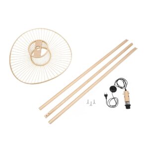 GloboStar® POPPY 01987 Boho Επιδαπέδιο Φωτιστικό Μονόφωτο 1 x E27 IP20 Μπεζ Ξύλο – Μ58 x Π58 x Υ138cm