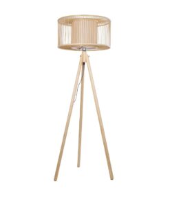 GloboStar® POPPY 01988 Boho Επιδαπέδιο Φωτιστικό Μονόφωτο 1 x E27 IP20 Μπεζ Ξύλο – Μ58 x Π58 x Υ145.5cm