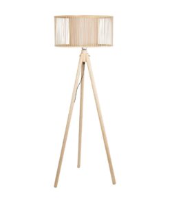 GloboStar® POPPY 01988 Boho Επιδαπέδιο Φωτιστικό Μονόφωτο 1 x E27 IP20 Μπεζ Ξύλο – Μ58 x Π58 x Υ145.5cm