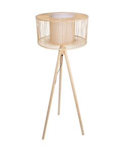 GloboStar® POPPY 01988 Boho Επιδαπέδιο Φωτιστικό Μονόφωτο 1 x E27 IP20 Μπεζ Ξύλο – Μ58 x Π58 x Υ145.5cm