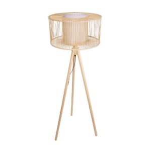 GloboStar® POPPY 01988 Boho Επιδαπέδιο Φωτιστικό Μονόφωτο 1 x E27 IP20 Μπεζ Ξύλο – Μ58 x Π58 x Υ145.5cm