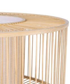 GloboStar® POPPY 01988 Boho Επιδαπέδιο Φωτιστικό Μονόφωτο 1 x E27 IP20 Μπεζ Ξύλο – Μ58 x Π58 x Υ145.5cm