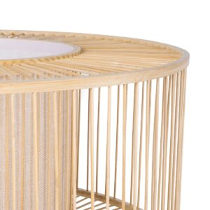 GloboStar® POPPY 01988 Boho Επιδαπέδιο Φωτιστικό Μονόφωτο 1 x E27 IP20 Μπεζ Ξύλο – Μ58 x Π58 x Υ145.5cm