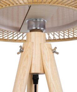 GloboStar® POPPY 01988 Boho Επιδαπέδιο Φωτιστικό Μονόφωτο 1 x E27 IP20 Μπεζ Ξύλο – Μ58 x Π58 x Υ145.5cm