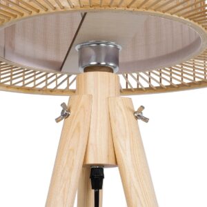 GloboStar® POPPY 01988 Boho Επιδαπέδιο Φωτιστικό Μονόφωτο 1 x E27 IP20 Μπεζ Ξύλο – Μ58 x Π58 x Υ145.5cm