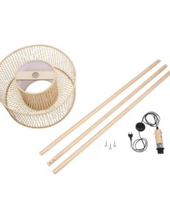 GloboStar® POPPY 01988 Boho Επιδαπέδιο Φωτιστικό Μονόφωτο 1 x E27 IP20 Μπεζ Ξύλο – Μ58 x Π58 x Υ145.5cm