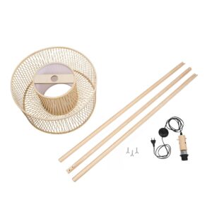 GloboStar® POPPY 01988 Boho Επιδαπέδιο Φωτιστικό Μονόφωτο 1 x E27 IP20 Μπεζ Ξύλο – Μ58 x Π58 x Υ145.5cm