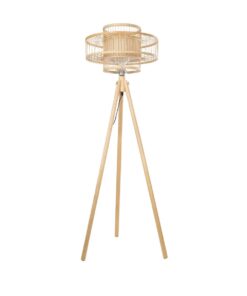 GloboStar® POPPY 01989 Boho Επιδαπέδιο Φωτιστικό Μονόφωτο 1 x E27 IP20 Μπεζ Ξύλο – Μ58 x Π58 x Υ149cm