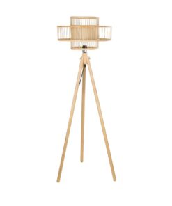 GloboStar® POPPY 01989 Boho Επιδαπέδιο Φωτιστικό Μονόφωτο 1 x E27 IP20 Μπεζ Ξύλο – Μ58 x Π58 x Υ149cm