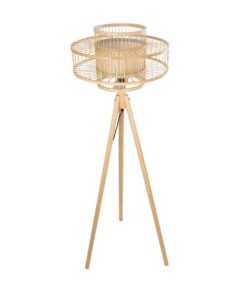 GloboStar® POPPY 01989 Boho Επιδαπέδιο Φωτιστικό Μονόφωτο 1 x E27 IP20 Μπεζ Ξύλο – Μ58 x Π58 x Υ149cm