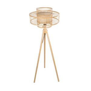 GloboStar® POPPY 01989 Boho Επιδαπέδιο Φωτιστικό Μονόφωτο 1 x E27 IP20 Μπεζ Ξύλο – Μ58 x Π58 x Υ149cm