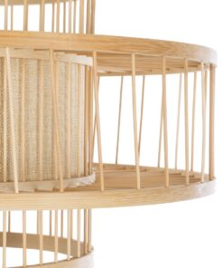 GloboStar® POPPY 01989 Boho Επιδαπέδιο Φωτιστικό Μονόφωτο 1 x E27 IP20 Μπεζ Ξύλο – Μ58 x Π58 x Υ149cm