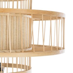 GloboStar® POPPY 01989 Boho Επιδαπέδιο Φωτιστικό Μονόφωτο 1 x E27 IP20 Μπεζ Ξύλο – Μ58 x Π58 x Υ149cm