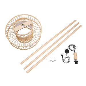 GloboStar® POPPY 01989 Boho Επιδαπέδιο Φωτιστικό Μονόφωτο 1 x E27 IP20 Μπεζ Ξύλο – Μ58 x Π58 x Υ149cm