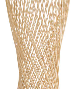 GloboStar® ROWAN 01994 Boho Επιτραπέζιο Φωτιστικό Μονόφωτο 1 x E27 AC220-240V IP20 – Φ17 x Υ42cm – Μπεζ Ξύλινο Μπαμπού Πλέγμα – 5 Χρόνια Εγγύηση