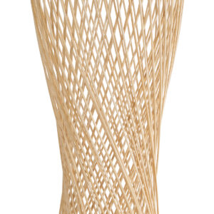 GloboStar® ROWAN 01994 Boho Επιτραπέζιο Φωτιστικό Μονόφωτο 1 x E27 AC220-240V IP20 – Φ17 x Υ42cm – Μπεζ Ξύλινο Μπαμπού Πλέγμα – 5 Χρόνια Εγγύηση
