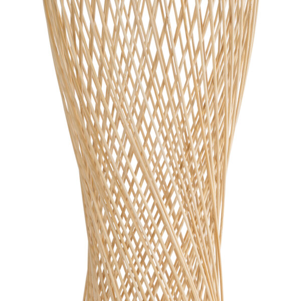 GloboStar® ROWAN 01994 Boho Επιτραπέζιο Φωτιστικό Μονόφωτο 1 x E27 AC220-240V IP20 – Φ17 x Υ42cm – Μπεζ Ξύλινο Μπαμπού Πλέγμα – 5 Χρόνια Εγγύηση