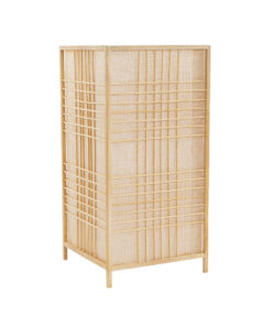 GloboStar® JUNIE 01997 Boho Επιτραπέζιο Φωτιστικό Πορτατίφ Μονόφωτο 1 x E27 AC220-240V IP20 – Μ20 x Π20 x Υ40cm – Μπεζ Ύφασμα με Μπεζ Ξύλινο Μπαμπού Πλέγμα