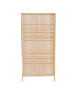 GloboStar® JUNIE 01997 Boho Επιτραπέζιο Φωτιστικό Πορτατίφ Μονόφωτο 1 x E27 AC220-240V IP20 – Μ20 x Π20 x Υ40cm – Μπεζ Ύφασμα με Μπεζ Ξύλινο Μπαμπού Πλέγμα