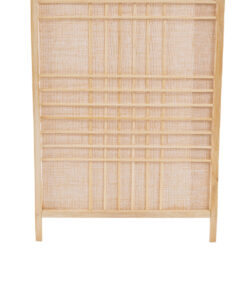 GloboStar® JUNIE 01997 Boho Επιτραπέζιο Φωτιστικό Πορτατίφ Μονόφωτο 1 x E27 AC220-240V IP20 – Μ20 x Π20 x Υ40cm – Μπεζ Ύφασμα με Μπεζ Ξύλινο Μπαμπού Πλέγμα