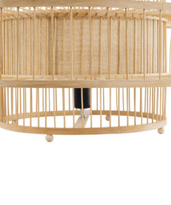 GloboStar® SORENIA 02004 Boho Επιδαπέδιο Φωτιστικό Μονόφωτο 1 x E27 AC220-240V IP20 – Φ60 x Υ32cm – Μπεζ Ξύλινο Μπαμπού Πλέγμα