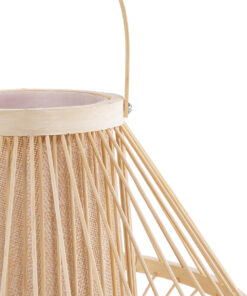 GloboStar® CATHY 02006 Boho Επιτραπέζιο Φωτιστικό Πορτατίφ Μονόφωτο 1 x E27 AC220-240V IP20 – Φ30 x Υ22cm – Μπεζ Ύφασμα με Μπεζ Ξύλινο Μπαμπού Πλέγμα