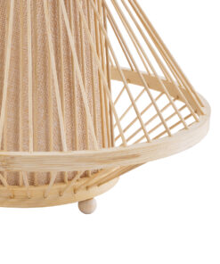 GloboStar® CATHY 02006 Boho Επιτραπέζιο Φωτιστικό Πορτατίφ Μονόφωτο 1 x E27 AC220-240V IP20 – Φ30 x Υ22cm – Μπεζ Ύφασμα με Μπεζ Ξύλινο Μπαμπού Πλέγμα
