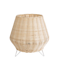 GloboStar® BOLSON 02010 Boho Επιδαπέδιο Φωτιστικό Μονόφωτο 1 x E27 AC220-240V IP20 – Φ30 x Υ30cm – Μπεζ Ξύλινο Μπαμπού Πλέγμα